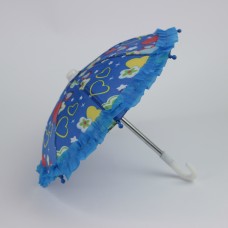 Зонтик кукольный - цвет синий рисунок сердечки