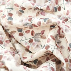 Микровельвет принтованный. Цвет - акварельные листья на молоке 