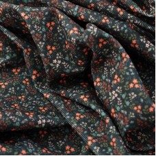Микровельвет принтованный. Цвет - рыжие цветы на изумрудном 