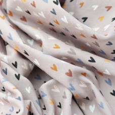Микровельвет принтованный. Цвет - разноцветные сердечки на пудре