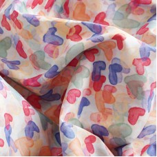 Батист с рисунком .Цвет - акварельные сердечки