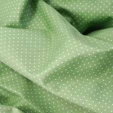 Сатин. 100% хлопок. ЦВЕТ - белый горошек на зеленом