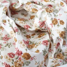 Сатин. 100% хлопок. ЦВЕТ - пионовидные розы горчица