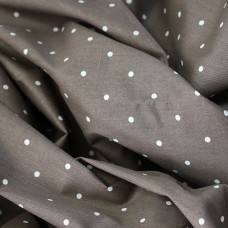 Сатин. 100% хлопок. ЦВЕТ - белые горошек на молочном шоколаде