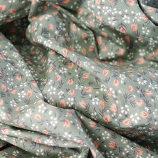 Сатин. 100% хлопок. ЦВЕТ - осенние цветы на зеленом