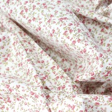 Сатин. 100% хлопок. ЦВЕТ - мелкие цветы чайная роза на белом