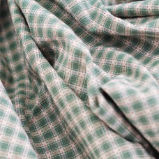 Фактурный хлопок премиум клетка/штрихи. Цвет - зелёный