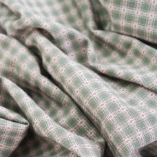 Фактурный хлопок премиум клетка/штрихи. Цвет - хвойный