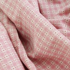 Фактурный хлопок премиум клетка/штрихи. Цвет - пудра 