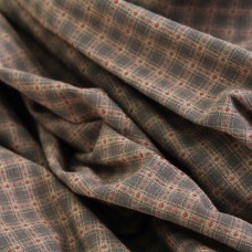 Фактурный хлопок премиум клетка/штрихи. Цвет - коричневый