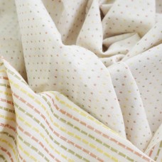 Фактурный хлопок премиум крупные точки/полоски. Цвет - сливочный 