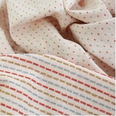 Фактурный хлопок премиум крупные точки/полоски. Цвет - пудра
