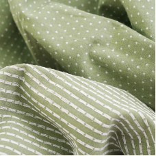 Фактурный хлопок премиум крупные точки/полоски. Цвет - зелёный 