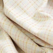 Хлопок фактурный премиум. Клетка-крестик. Цвет - сливочный