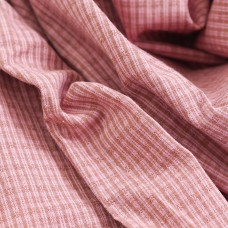 Хлопок фактурный премиум. Клетка-полоска. Цвет - винтажный красный