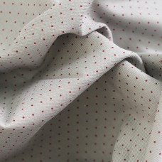 Теплый хлопок тенсель в мелкий горошек. Цвет - красный на серой