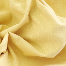 Теплый хлопок тенсель в мелкий горошек. Цвет - белый на светлой горчице