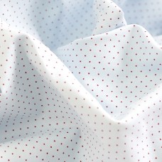 Теплый хлопок тенсель в мелкий горошек. Цвет - красные на голубом