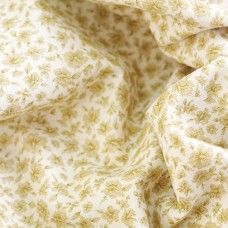 Теплый хлопок. Цвет - акварельные цветы горчица на молоке