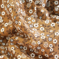 Теплый хлопок. Цвет - белые цветы на темной горчице.