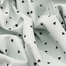Теплый хлопок. ЦВЕТ - ПЫЛЬНАЯ МЯТА в черные  сердечки