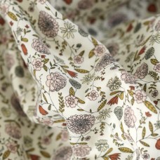 Теплый хлопок. Цвет - осенние цветы на белом