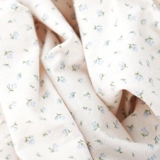 Теплый хлопок. Цвет - голубые цветы на молоке