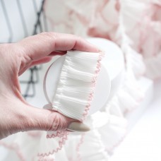 Кружево микрогофре с кантом. Цвет - белый/розовый