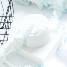 Кружево микрогофре с кантом. Цвет - белый/голубой