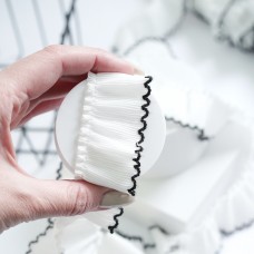 Кружево микрогофре с кантом. Цвет - белый/черный