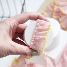 Кружево микрогофре с кантом. Цвет - розовый/желтый