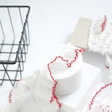 Кружево микрогофре с кантом. Цвет - белый/красный