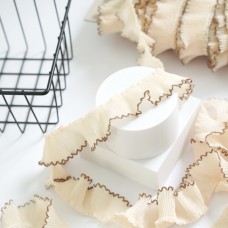 Кружево микрогофре с кантом. Цвет - бежевый/коричневый