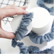 Кружево из шифона волан. Цвет - джинсовый синий