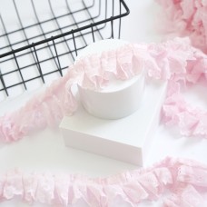 Кружево сетка в сердечки. Цвет розовый