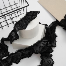 Кружево сетка в сердечки. Цвет черный