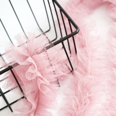 Кружево из сетки двуслойное. Ширина 12 см. Цвет - теплый розовый
