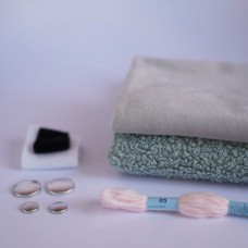 Набор тканей для пошива "Овечка-подушка" серый (тело) мех (мятный)