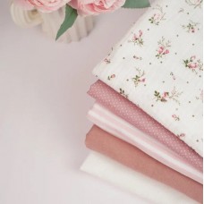 Набор тканей белый с розовым