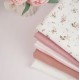 Набор тканей белый с розовым