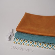 Набор тканей для одежды для курса "ГУСИКИ" для девочки - оранжево-бирюзовый