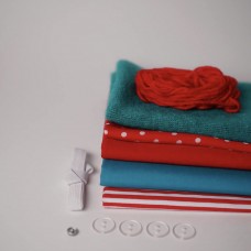 Набор тканей для одежды для курса "ГУСИКИ" для мальчика - бирюзовый с красным