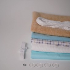 Набор тканей для одежды для курса "ГУСИКИ" для мальчика - голубой с бежевым