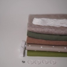 Набор тканей для одежды для курса "ГУСИКИ" для мальчика - бежевый с зеленым