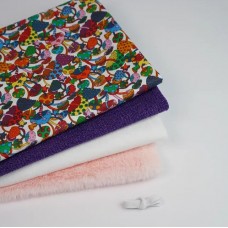 Набор тканей по курсу "Котик" (платье, повязка, гетры) - сирень, розовый
