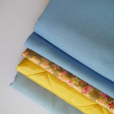 Набор тканей для пошива - куртка, свитшот, штаны (голубой) + для тела котика