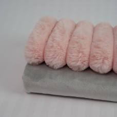 Набор тканей по курсу "Летние зайки" для тела - серый (ушки розовые)