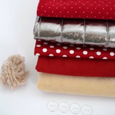 Набор тканей для курса "ЛАМА " куртка и штаны - красный (вельбоа бежевый)