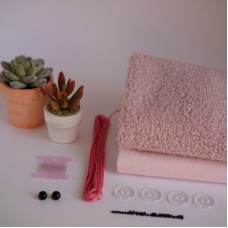 Набор тканей для тела для курса "Миники" Мышка - розовый (ушки розовые)