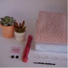 Набор тканей для тела для курса "Миники" Мышка - розовый (ушки голубые)
